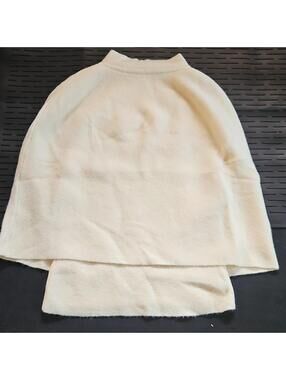 Women’s White Solid Mock Neck Fleece Pullover Sweater Long Sleeve Size S